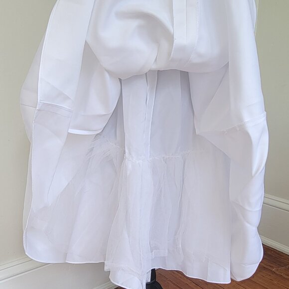 DB Tea-Length A-Line Dress Size 8/9- Elegant White Sleeveless Dress W/Pockets - Picture 7 of 8